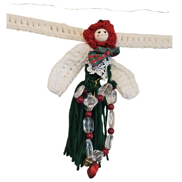 Hand Crafted Holiday Garland Crochet Angel Christmas Ornamets handmade lights up - Picture 11 of 17